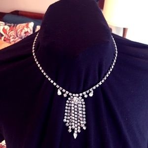 1950s vintage rhinestone tassel necklace